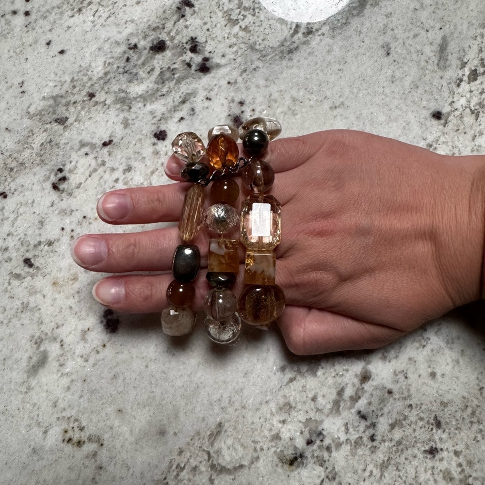Crystal & Brown Beaded Bracelet Trio - Picture 4 of 4
